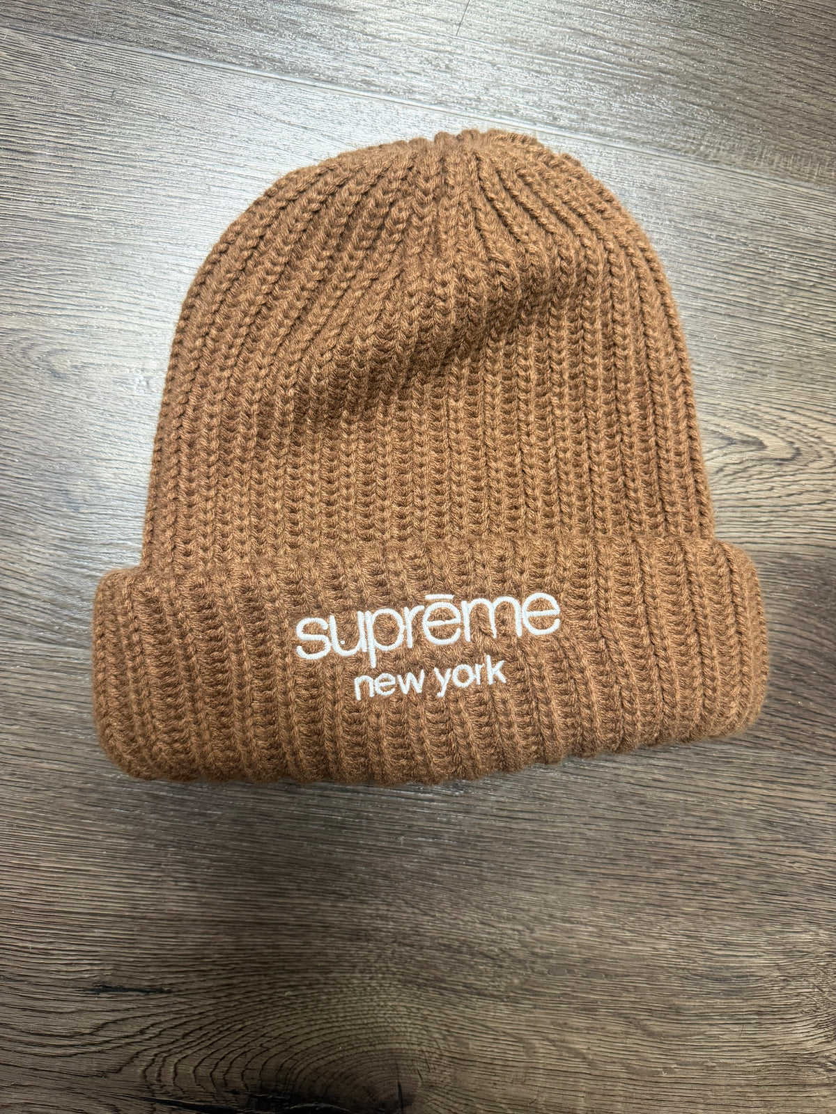 Supreme Brown Ribbed Beanie