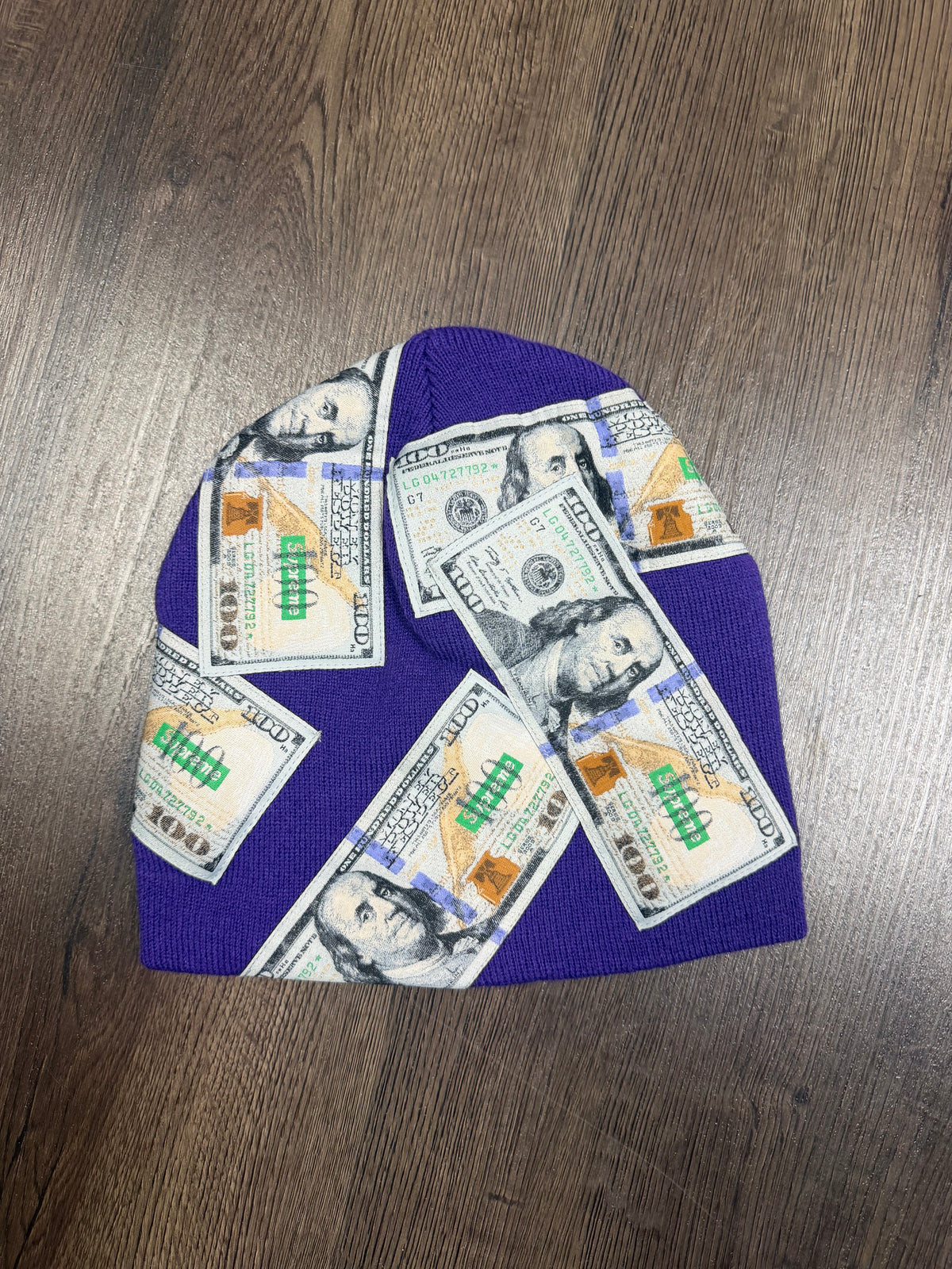 Supreme Purple Money Beanie
