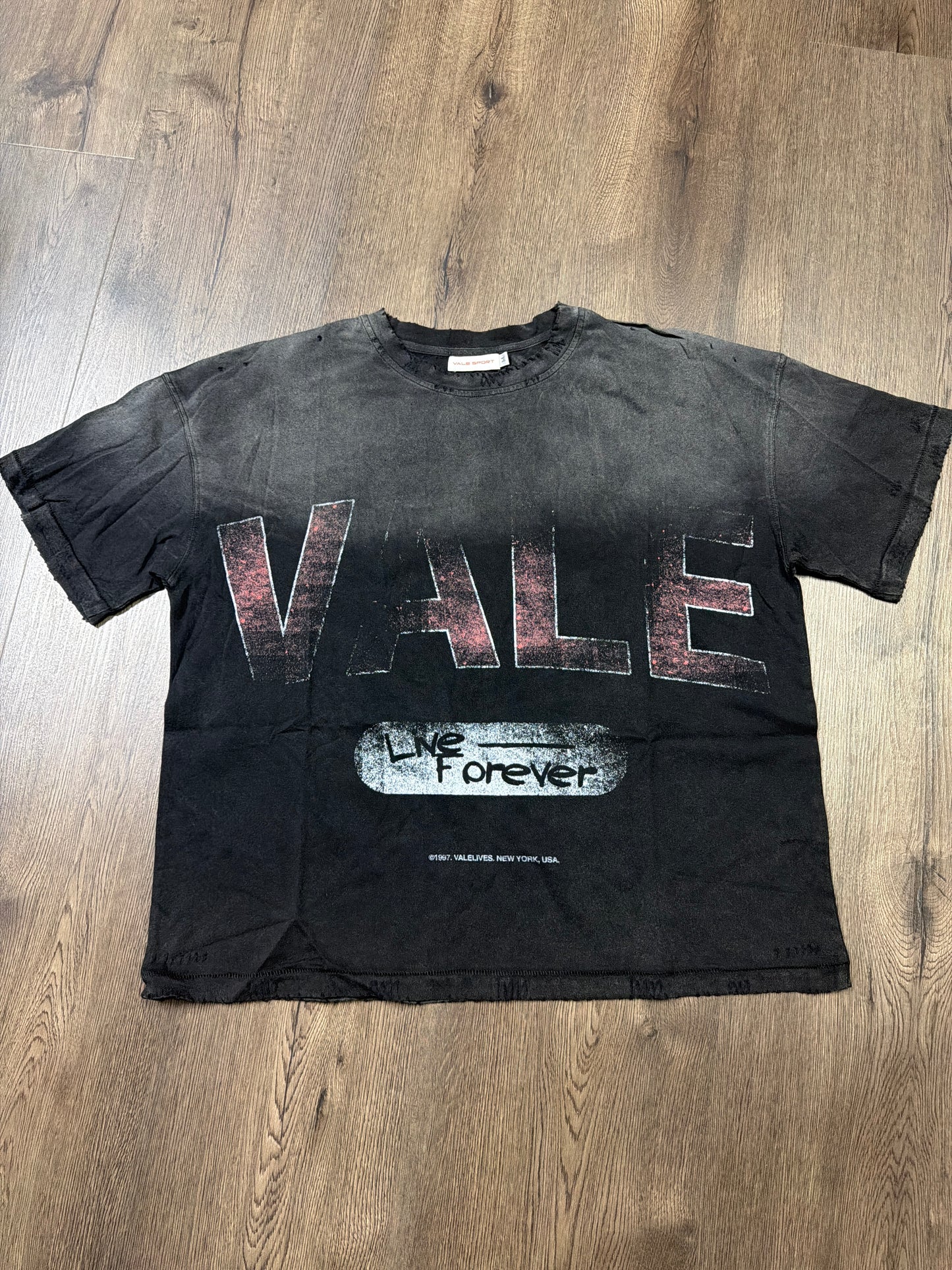 Valley Dreams Black Red Faded Logo Tee