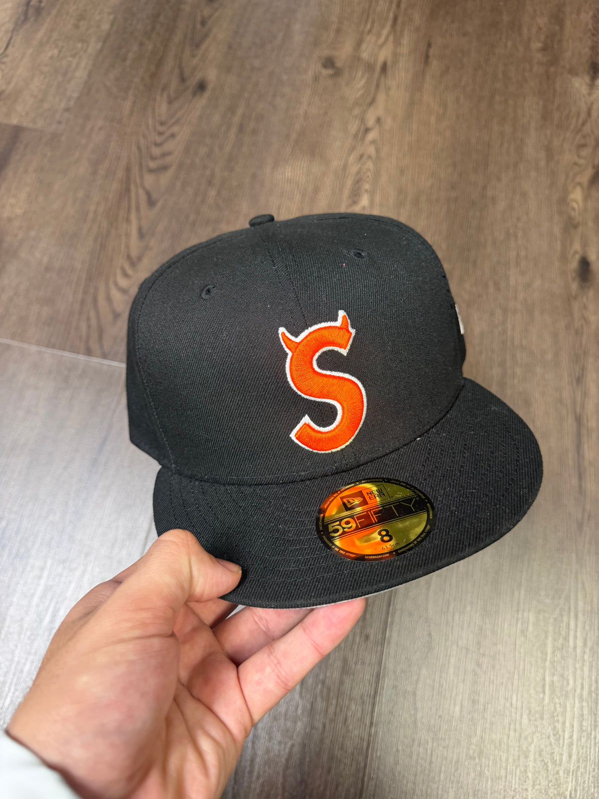 Supreme Black Orange S Devil Logo Fitted