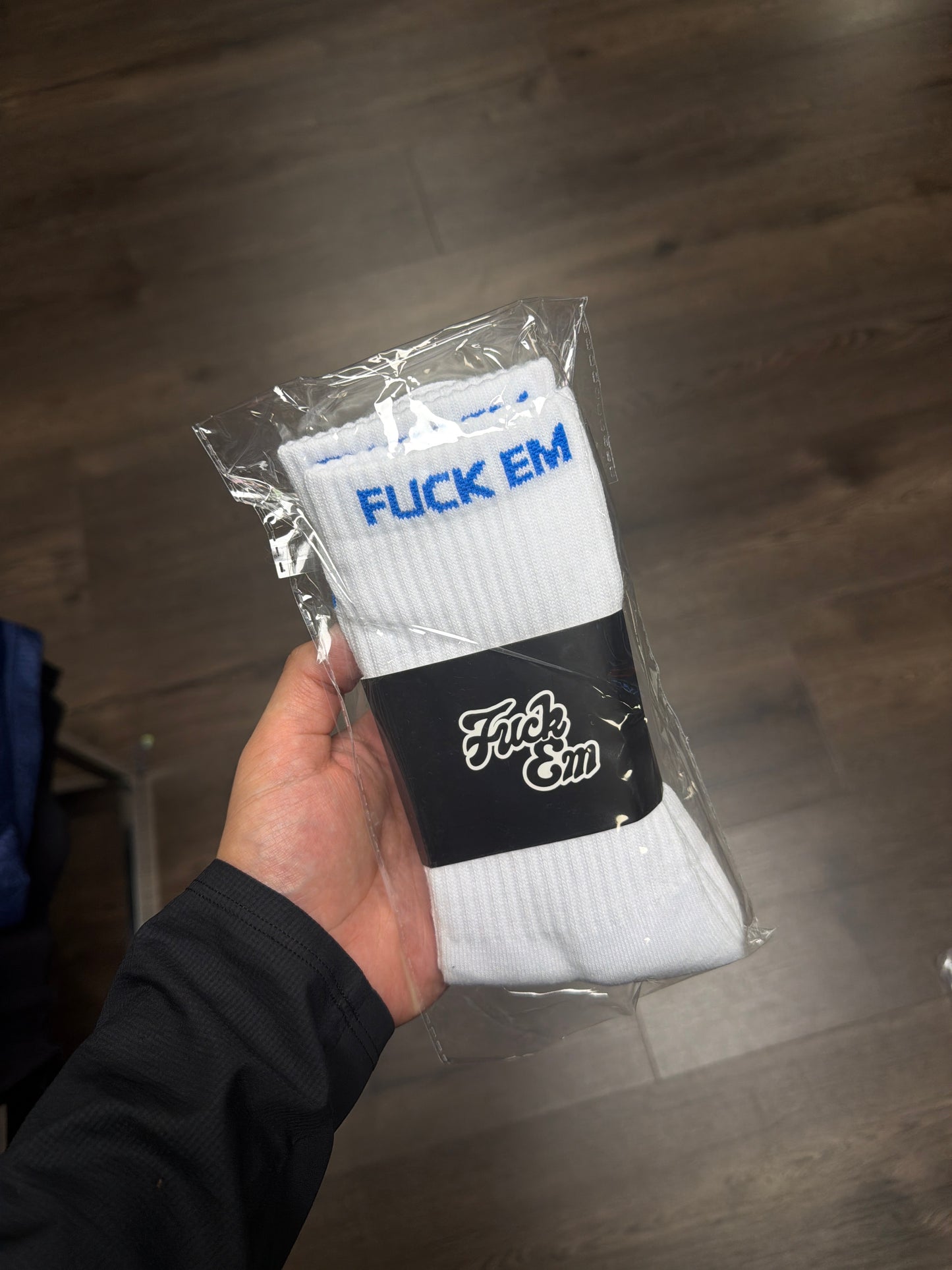 Fuck Em White/Blue Socks