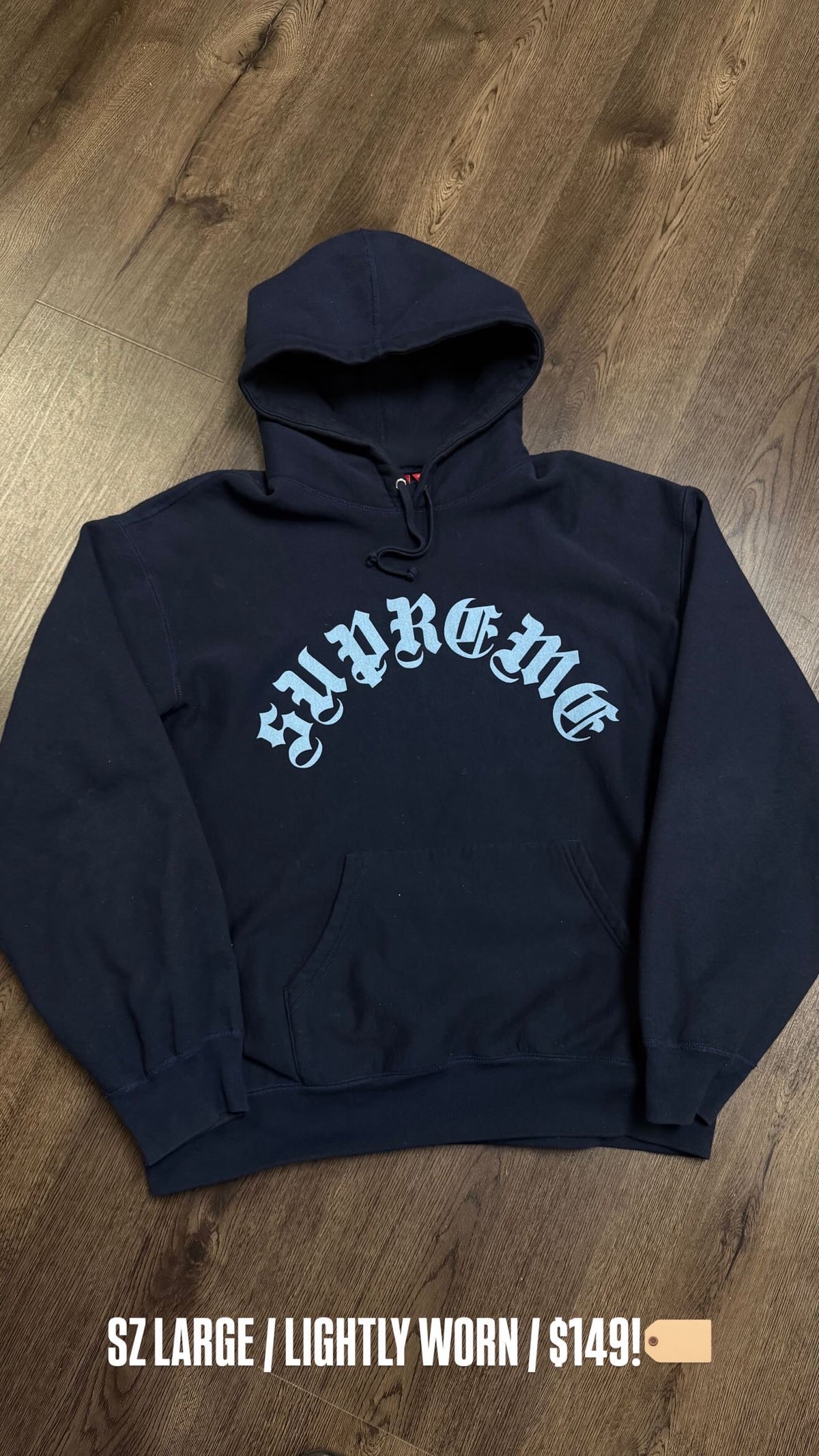 Supreme Navy Old English Hoodie