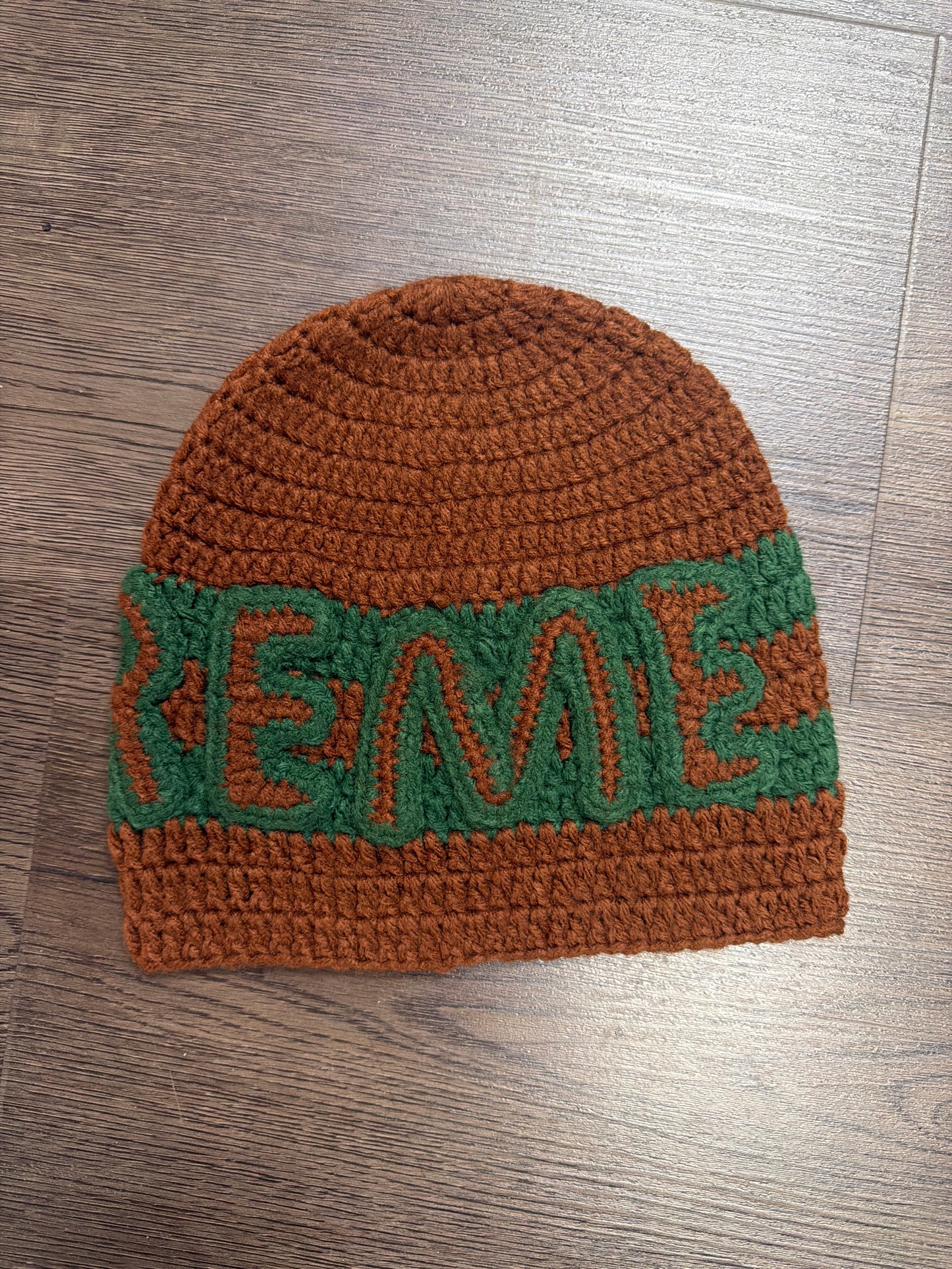 Supreme Brown Green Crochet Beanie
