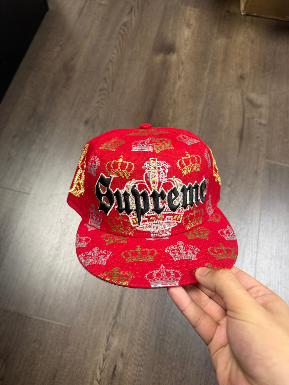 Supreme Red Crown Fitted Cap