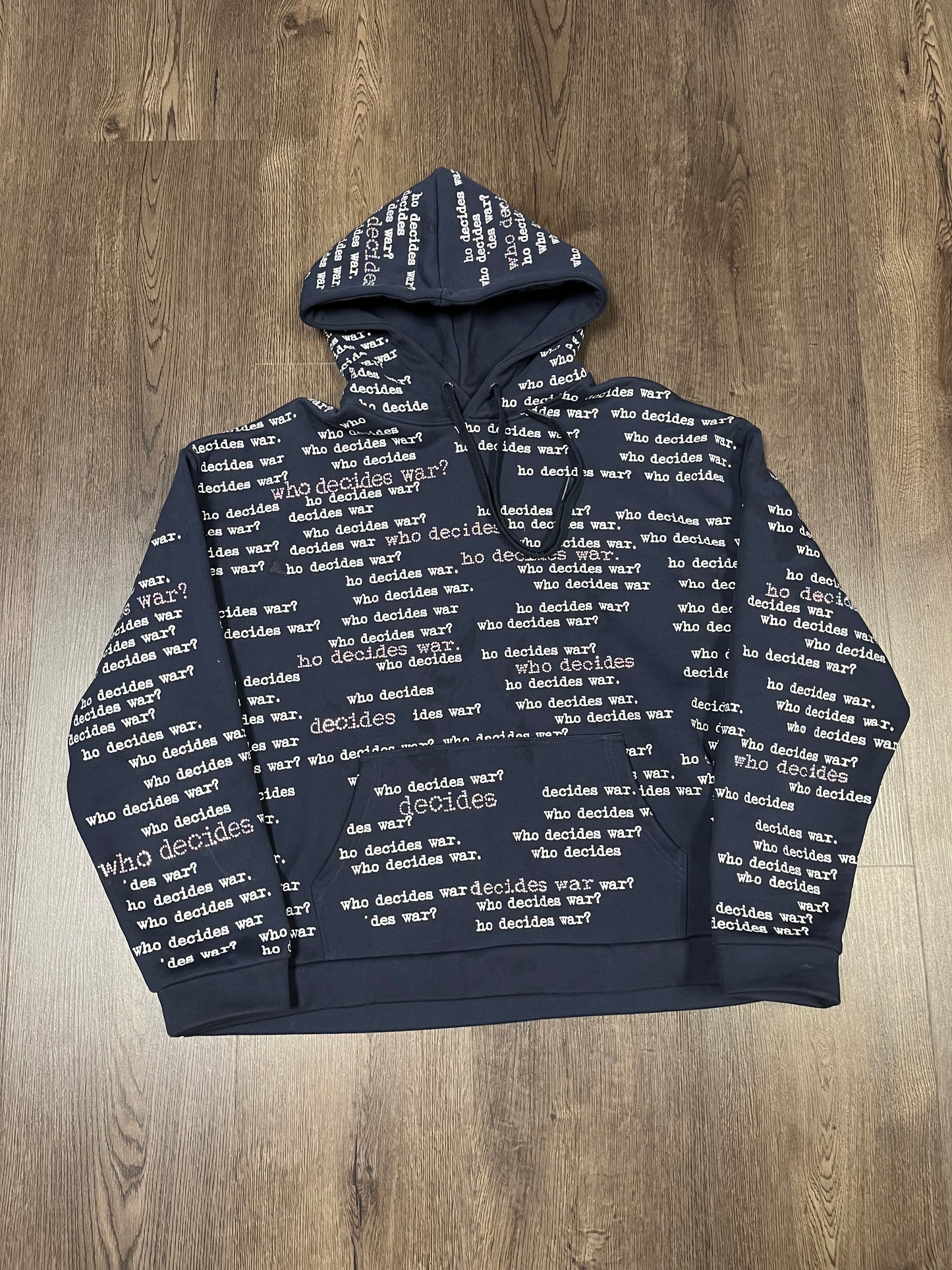 Who Decides War Navy/White Bling Hoodie