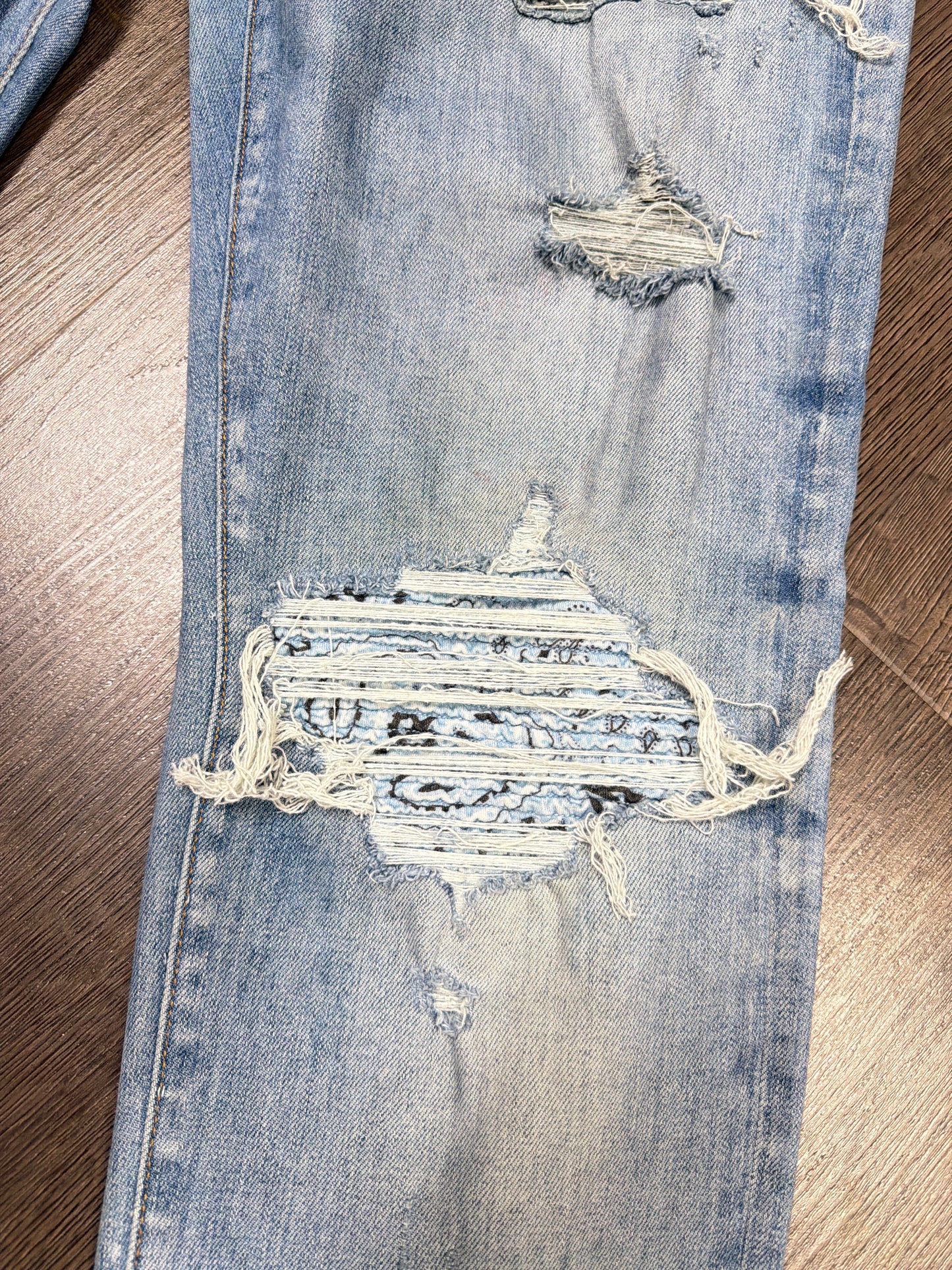 Amiri MX 1 Ice Blue Paisley Patch