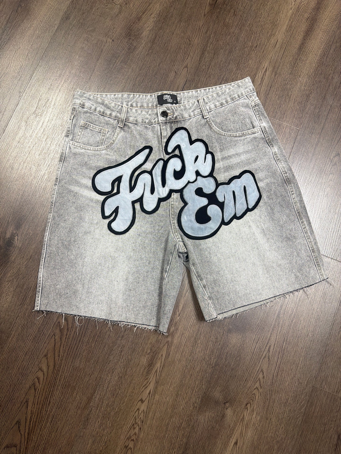 Fuck Em Grey Black Jorts
