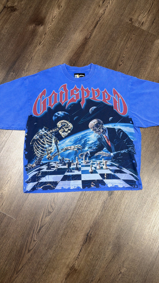 Godspeed Blue Red Chess Tee