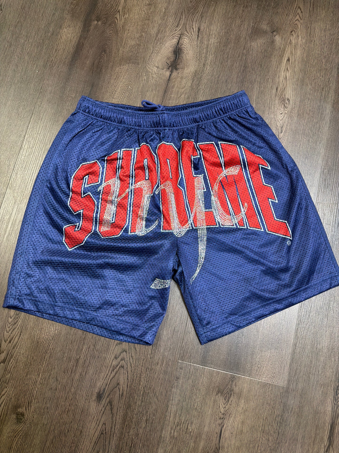 Supreme Navy Rhinestone Shorts