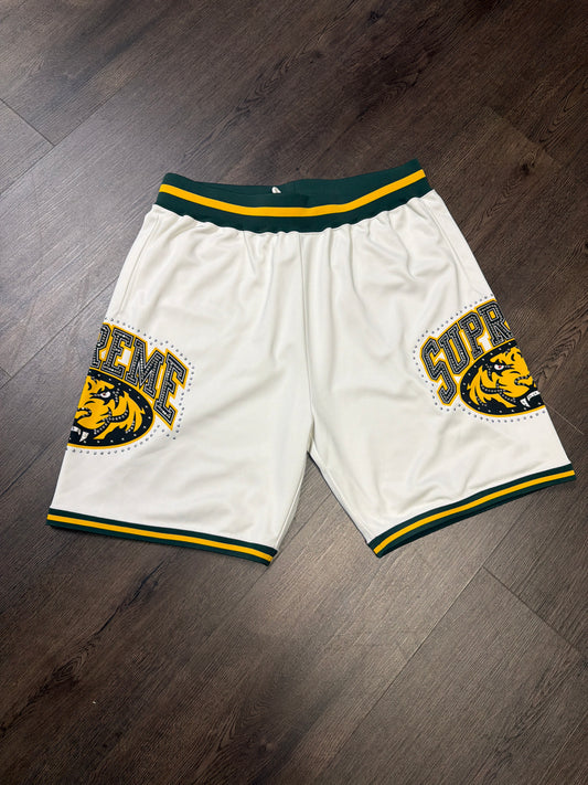 Supreme Yellow/Green Tiger Studded Shorts
