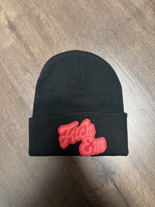 Fuck Em Black Red Beanie