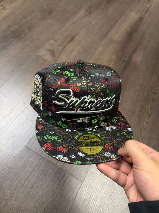 Supreme Black Floral Fitted Hat