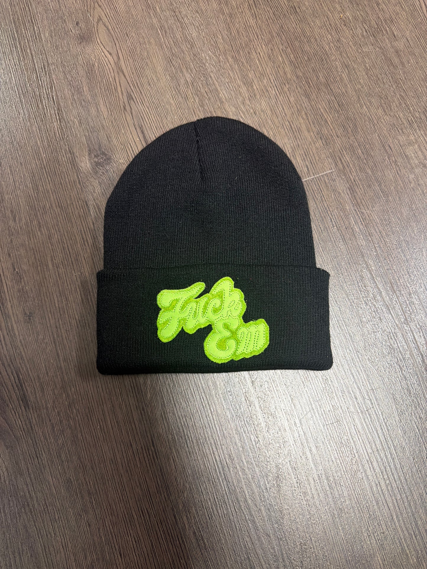 Fuck Em Black Neon Beanie