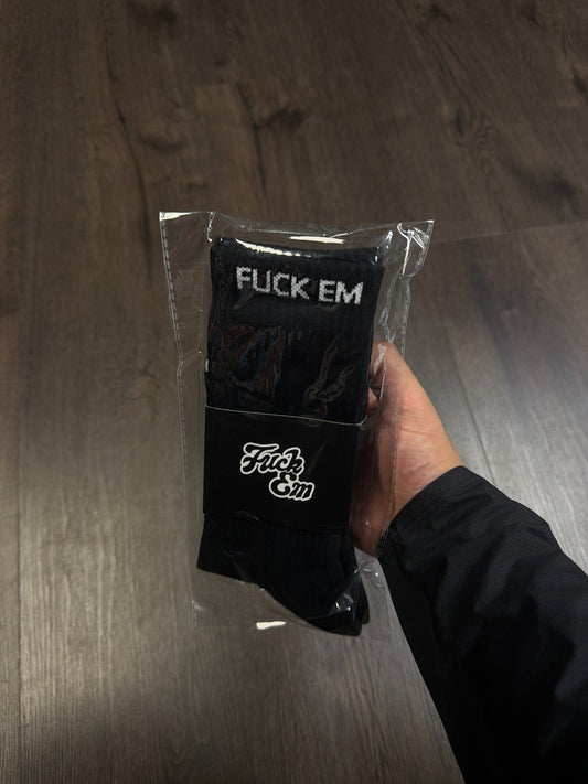 Fuck Em Black/White Socks