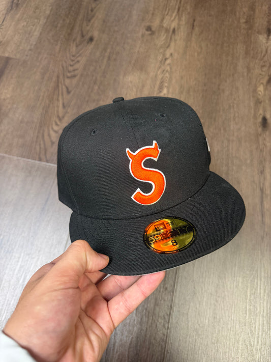 Supreme Black Orange S Devil Logo Fitted