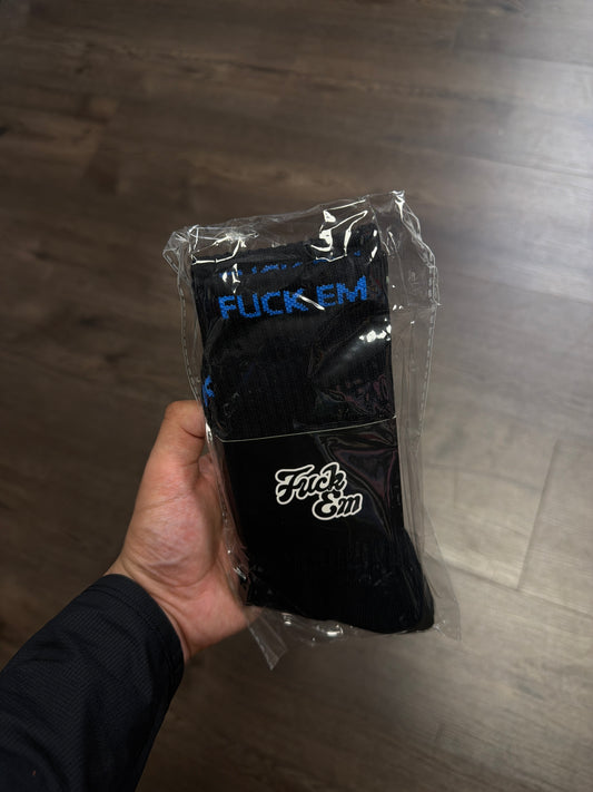 Fuck Em Black/Blue Socks