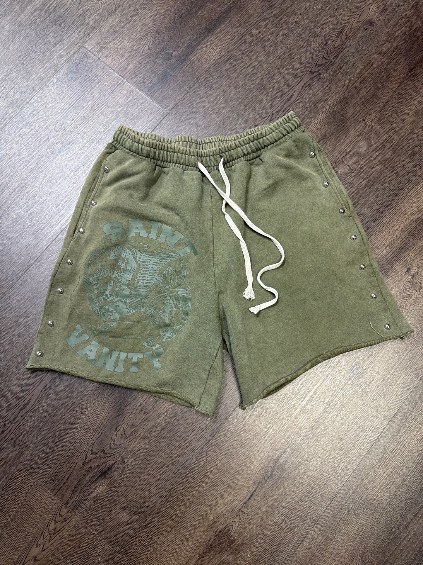 Saint Vanity Olive Green Mesh Shorts