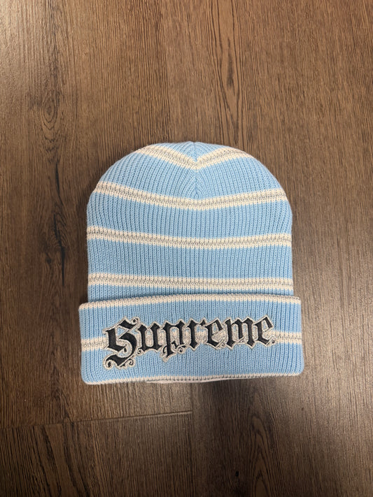 Supreme Blue Metallic Stripe Beanie
