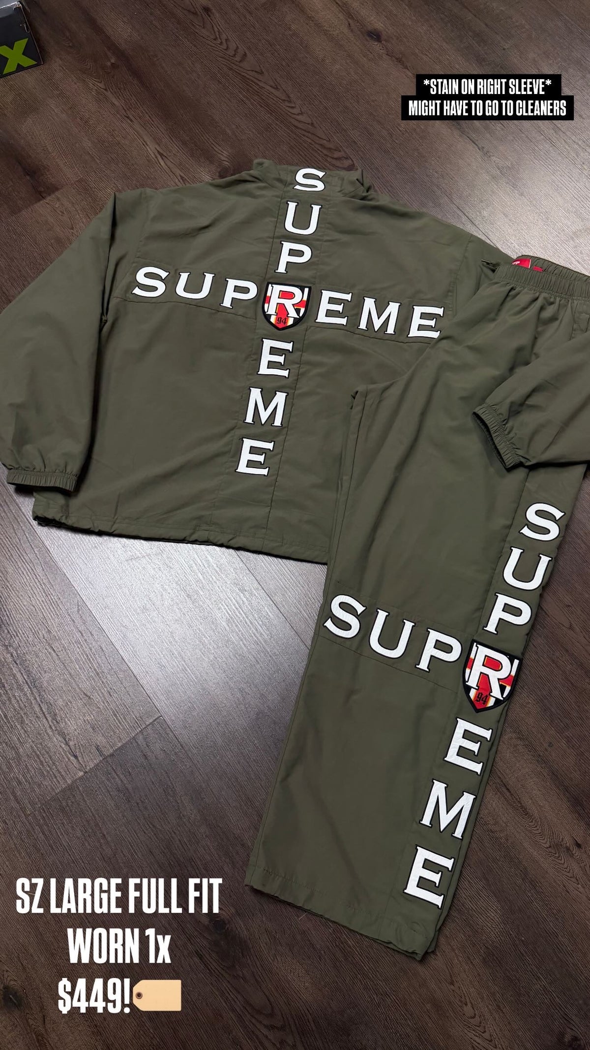 Supreme Olive Green Cross Track Set