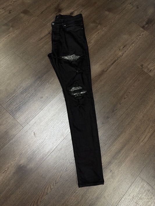 Amiri MX 1 Black Jean Bandana Patch