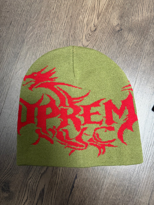 Supreme Olive Green Red Beanie