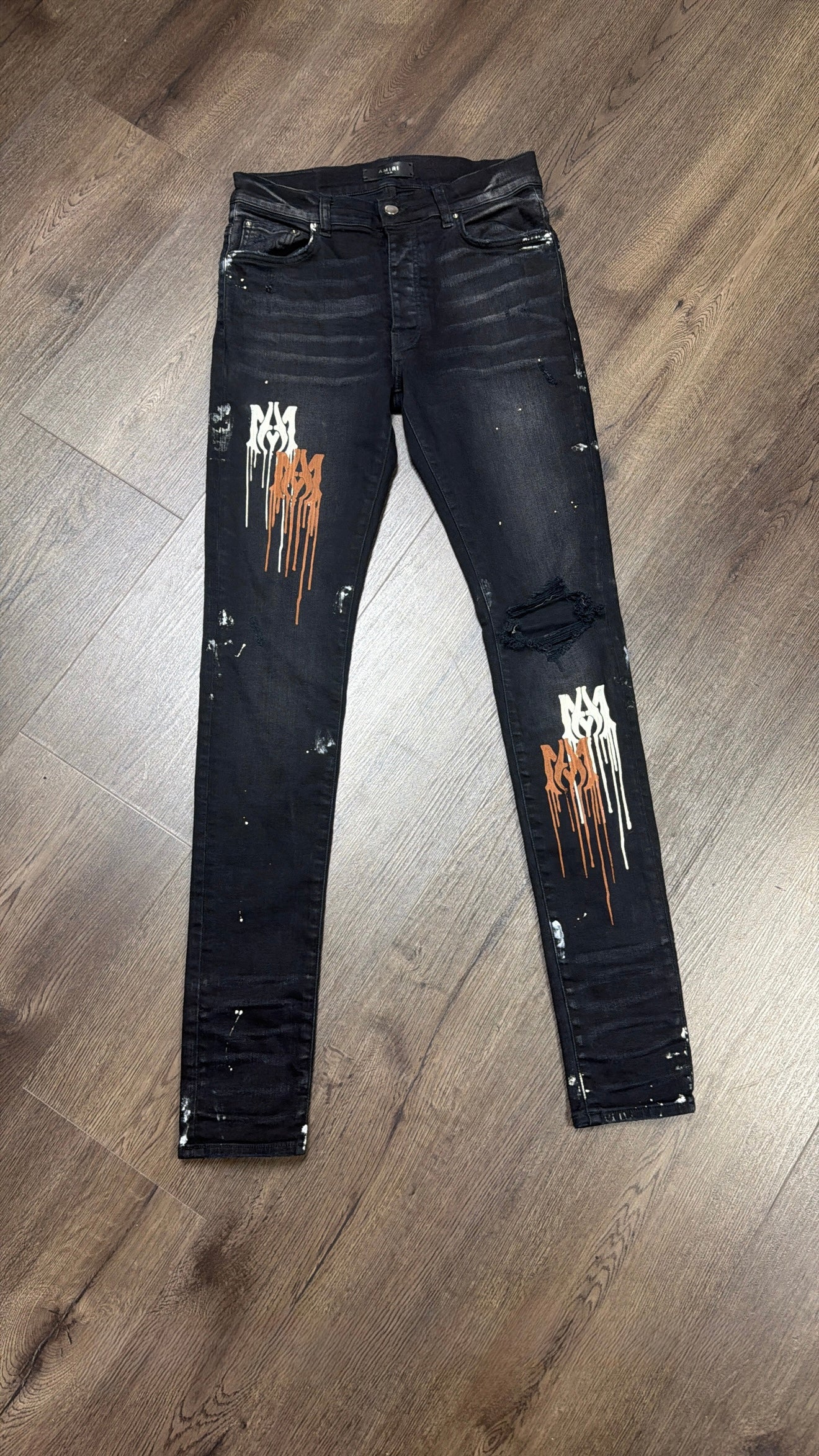 Amiri MX 1 Brown Paint Drip