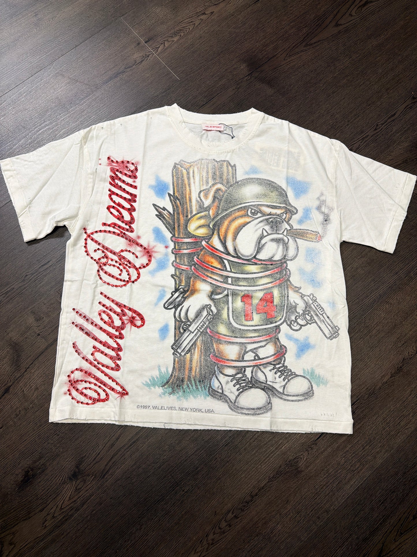 Valley Dreams White Dog of War Bling Tee