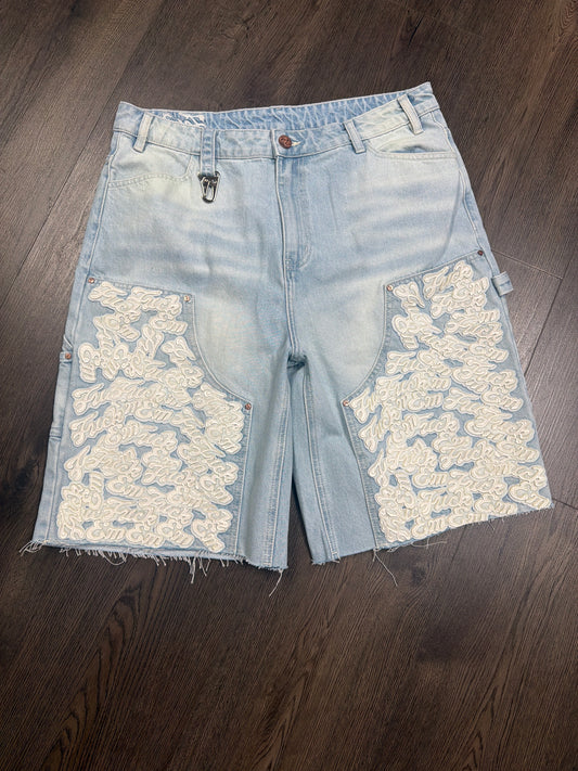 Fuck Em White Carpenter Jorts
