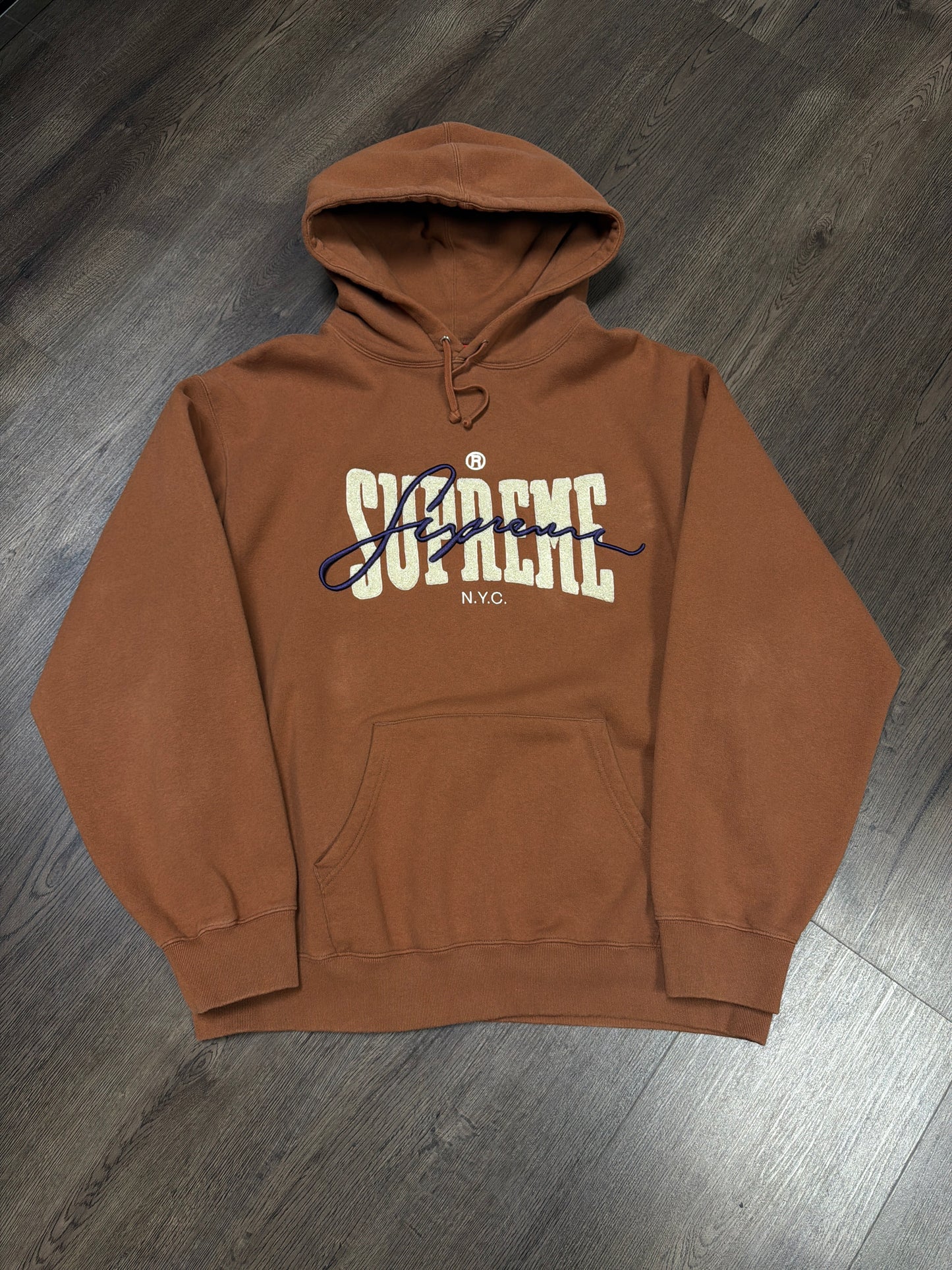 Supreme Brown Embroidered Chenille Hoodie
