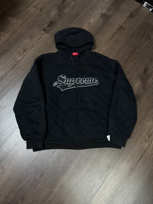 Supreme Black Quilt Zip Up Jacket