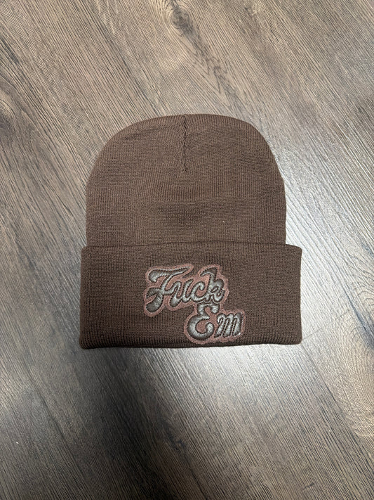 Fuck Em Brown Beanie