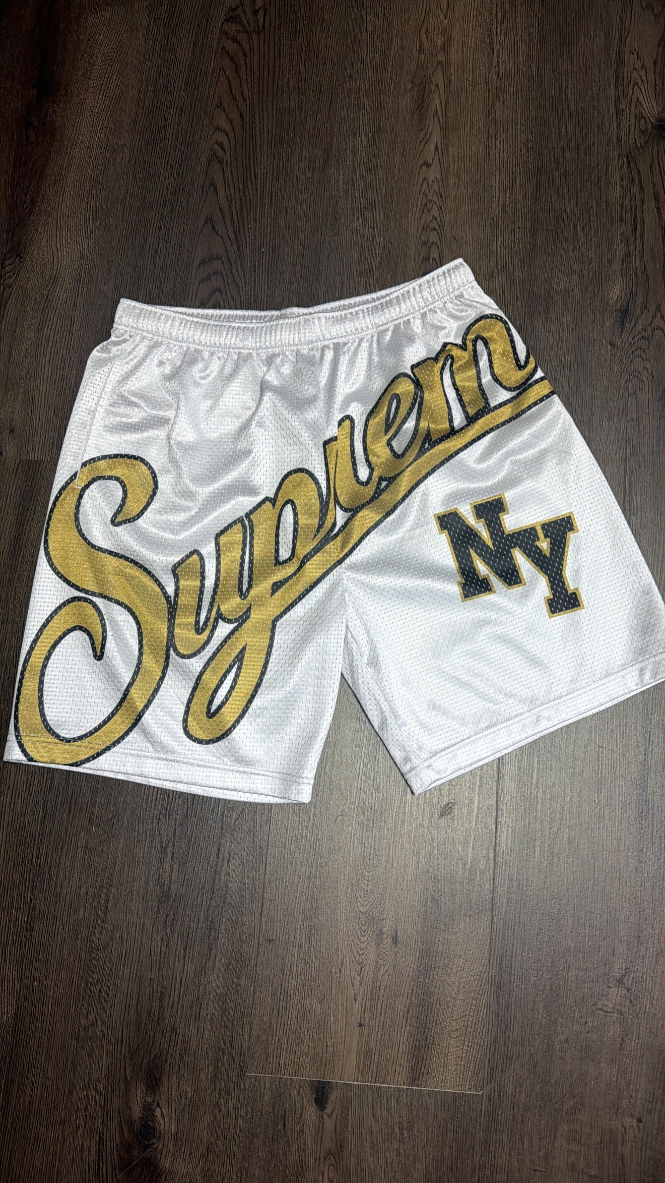 Supreme White Gold NY Shorts