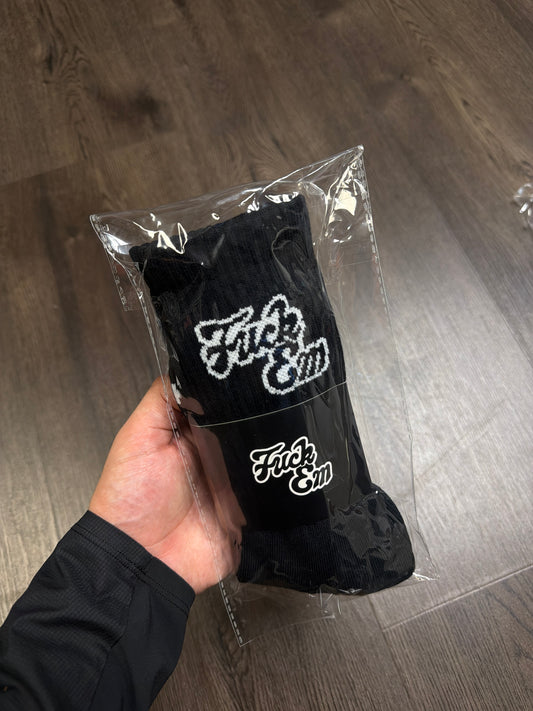 Fuck Em Black/White Big Logo Socks