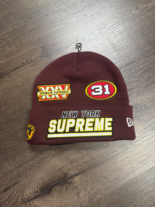 Supreme Burgundy Football Champions Beanie