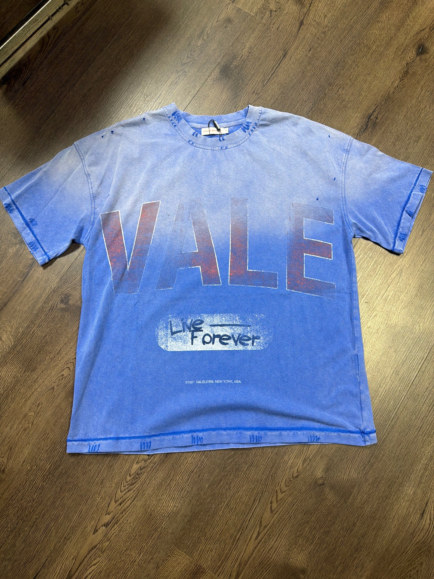 Valley Dreams Blue Red Faded Logo Tee