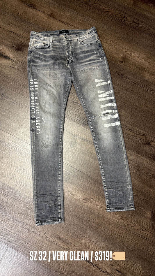 Amiri Grey Jean Plain