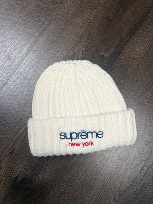 Supreme Cream Ribbed Beanie