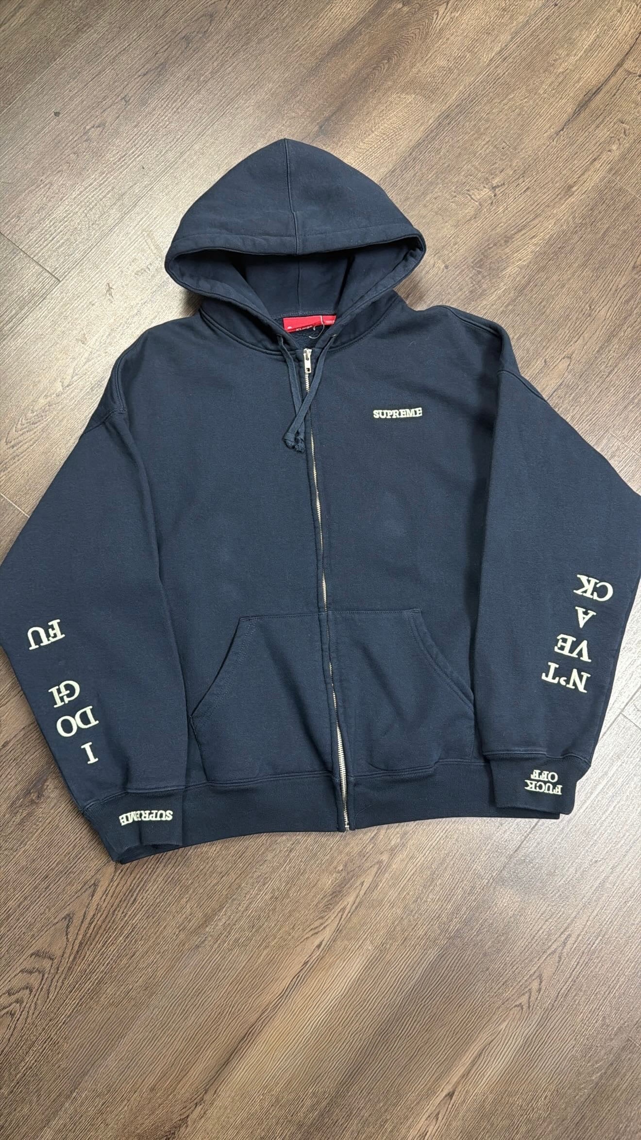 Supreme IDGAF Navy Zip Up