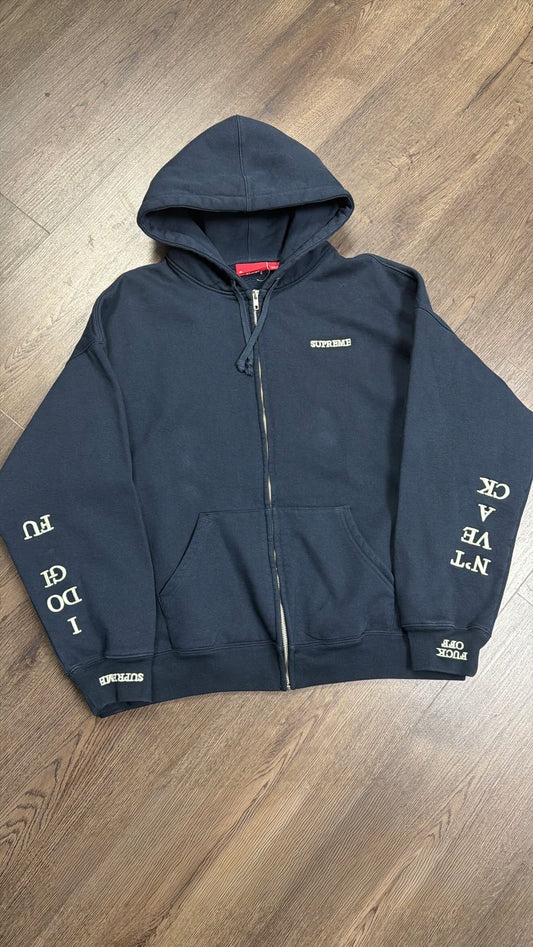 Supreme IDGAF Navy Zip Up