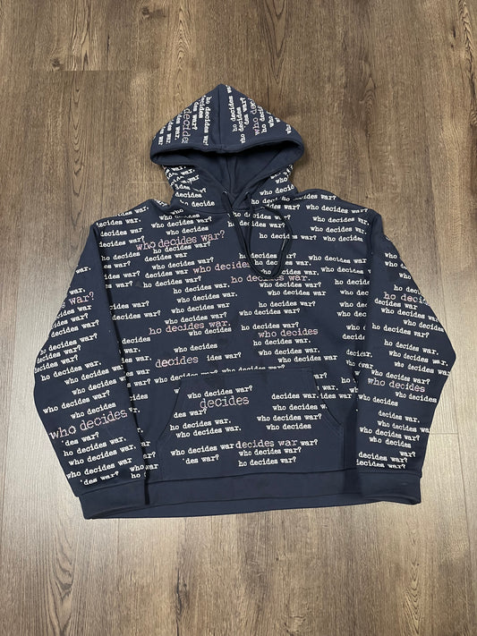 Who Decides War Navy/White Bling Hoodie