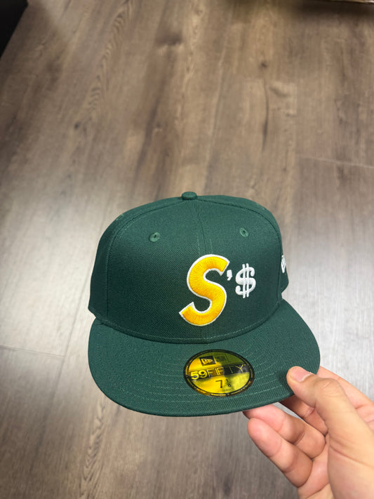 Supreme Green/Yellow Money S Logo Fitted Cap