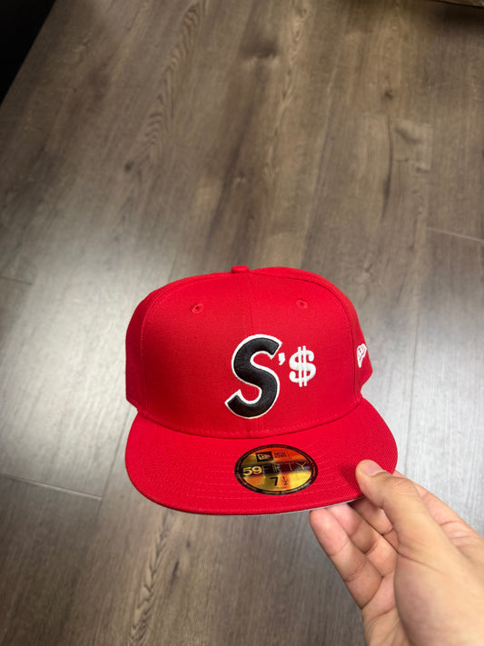 Supreme Red/Black Money S Logo Fitted Cap
