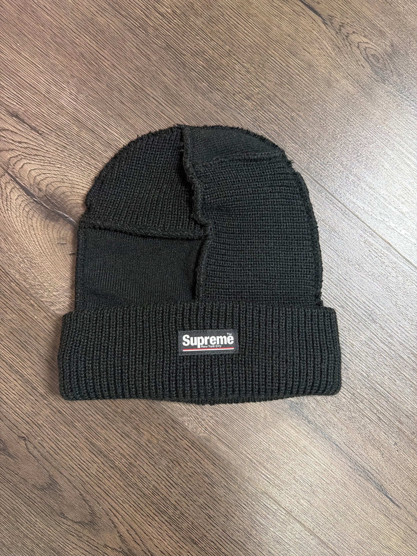 Supreme Paneled Black Beanie