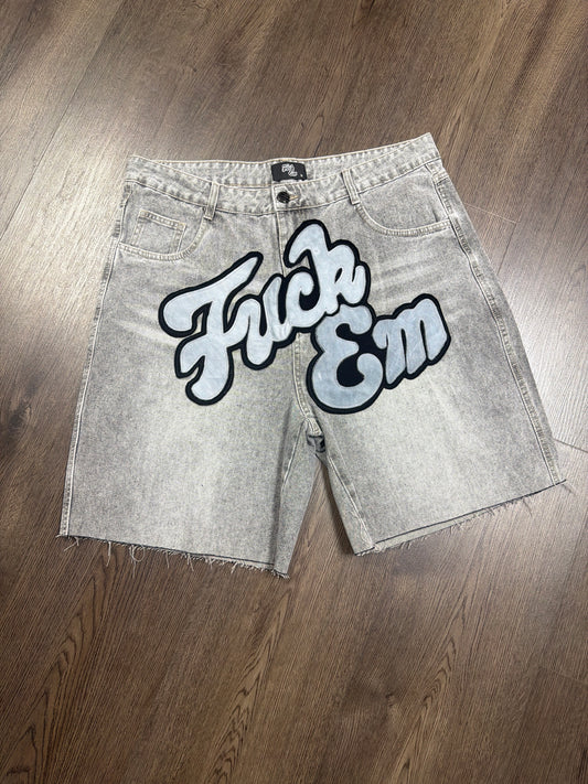 Fuck Em Grey Black Jorts